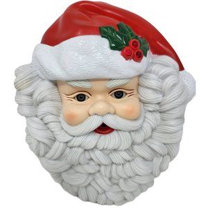 Vintage Telco 1995 Musical 10" Santa Claus Face Door Wall‎ Hanging Works Lights